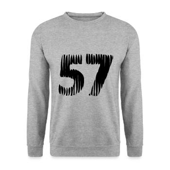 57 Zahl Trikot - Unisex Pullover - Weißgrau meliert - Vorne - Alina (178cm) & Michal (187cm)