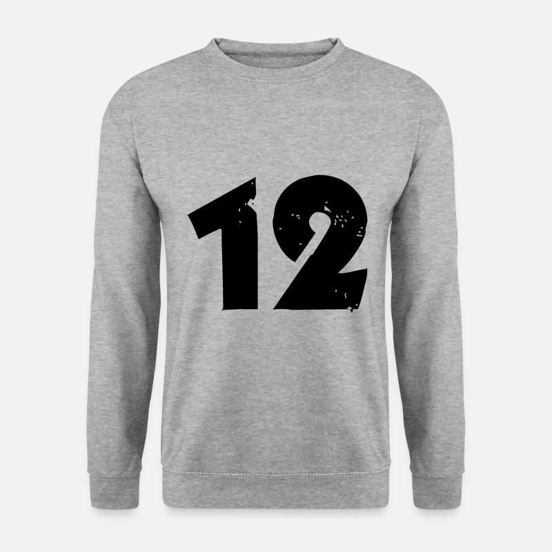 12 Zahl - Unisex Pullover - Weißgrau meliert