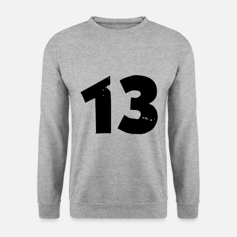 13 Zahl - Unisex Pullover - Weißgrau meliert