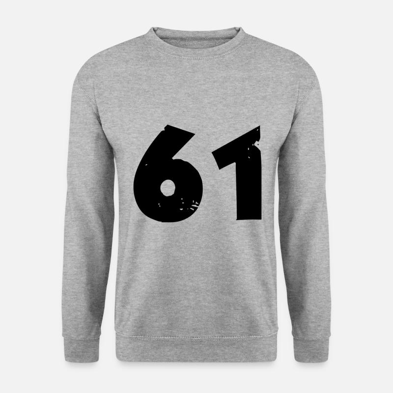 61 Zahl - Unisex Pullover - Weißgrau meliert