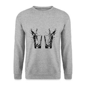 Tequila Glass Cheers Party - Sweat-shirt Unisexe - gris chiné - Devant - Alina (178cm) & Michal (187cm)