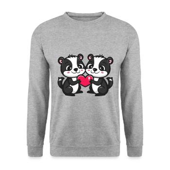 Skunk Couple Amoureux Animal Saint Valentin - Sweat-shirt Unisexe - gris chiné - Devant - Alina (178cm) & Michal (187cm)