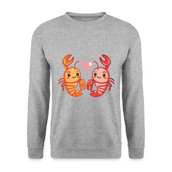 Homard Cancer Couple Amour Couple Amoureux - Sweat-shirt Unisexe - gris chiné - Devant - Alina (178cm) & Michal (187cm)