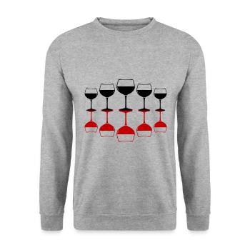 Wine Symbol Red Wine Glass - Unisex Sweatshirt - salt & pepper - Front - Alina (178cm) & Michal (187cm)