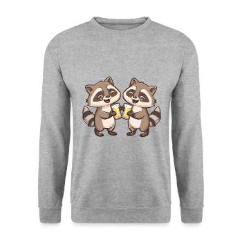 Raccoon Beer Funny Booze - Unisex Sweatshirt - salt & pepper - Front - Alina (178cm) & Michal (187cm)