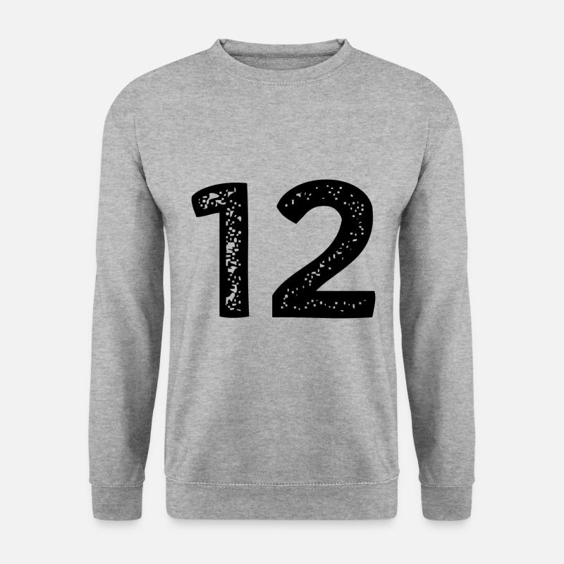 12 Zahl Trikot - Unisex Pullover - Weißgrau meliert