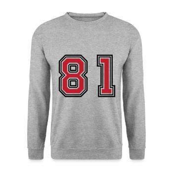 81 Symbole numérique - Sweat-shirt Unisexe - gris chiné - Devant - Alina (178cm) & Michal (187cm)