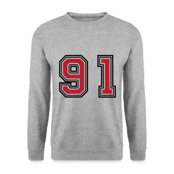 91 Number Symbol - Unisex Sweatshirt - salt & pepper - Front - Alina (178cm) & Michal (187cm)