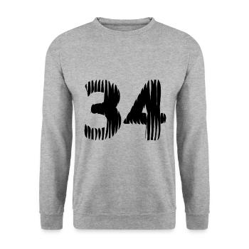 34 Zahl Trikot - Unisex Pullover - Weißgrau meliert - Vorne - Alina (178cm) & Michal (187cm)