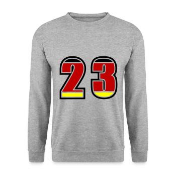 23 Nummer Deutschland Trikot - Unisex Pullover - Weißgrau meliert - Vorne - Alina (178cm) & Michal (187cm)