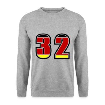 32 Numéro Allemagne Jersey - Sweat-shirt Unisexe - gris chiné - Devant - Alina (178cm) & Michal (187cm)