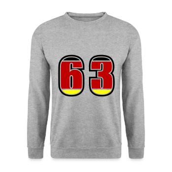 63 Number Germany Jersey - Unisex Sweatshirt - salt & pepper - Front - Alina (178cm) & Michal (187cm)