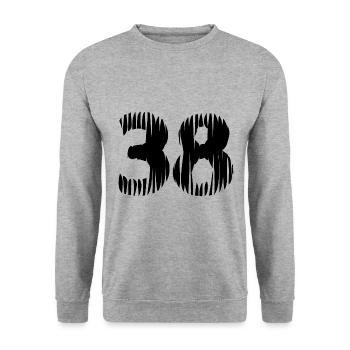 38 Number jersey - Unisex Sweatshirt - salt & pepper - Front - Alina (178cm) & Michal (187cm)