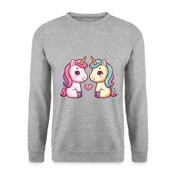 Unicorn Couple Love Couple In Love Cute - Unisex Sweatshirt - salt & pepper - Front - Alina (178cm) & Michal (187cm)