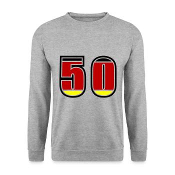 50 Number Germany Jersey - Unisex Sweatshirt - salt & pepper - Front - Alina (178cm) & Michal (187cm)