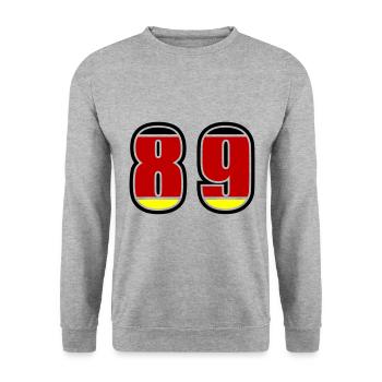89 Nummer Deutschland Trikot - Unisex Pullover - Weißgrau meliert - Vorne - Alina (178cm) & Michal (187cm)