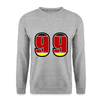 99 Nummer Deutschland Trikot - Unisex Pullover - Weißgrau meliert - Vorne - Alina (178cm) & Michal (187cm)