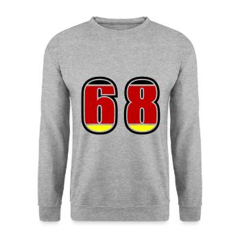 68 Nummer Deutschland Trikot - Unisex Pullover - Weißgrau meliert - Vorne - Alina (178cm) & Michal (187cm)