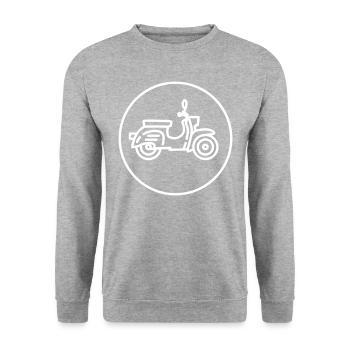 Moped Schwalbe - Unisex Pullover - Weißgrau meliert - Vorne - Alina (178cm) & Michal (187cm)
