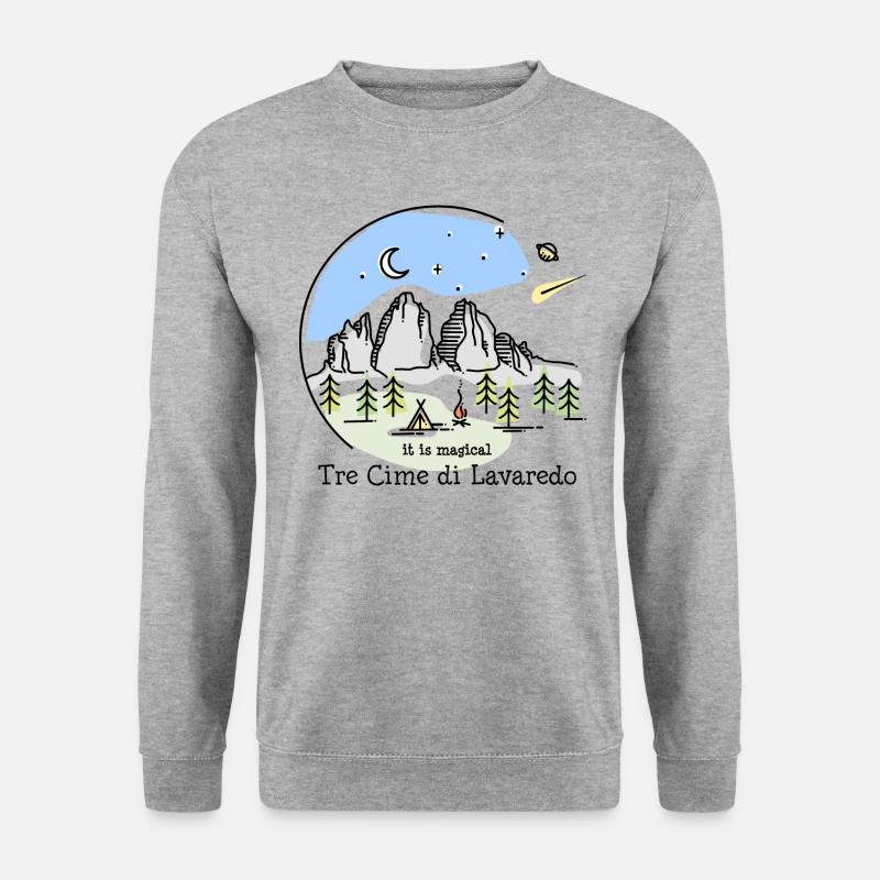 Drei Zinnen Dolomiten E5 Südtirol Line Art - Unisex Pullover - Weißgrau meliert