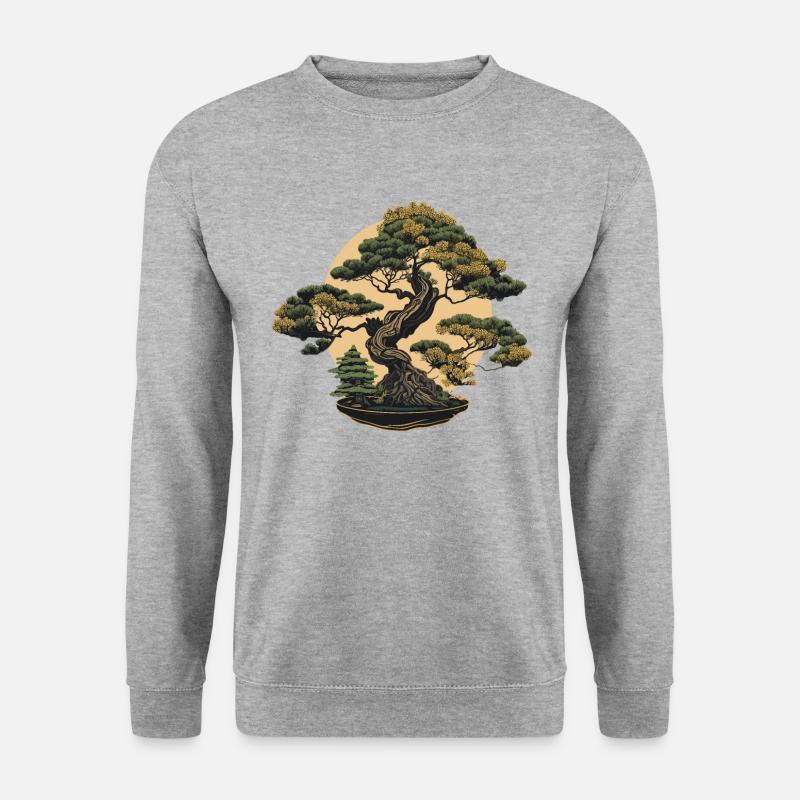 Formschöner Bonsai-Baum - Unisex Pullover - Weißgrau meliert