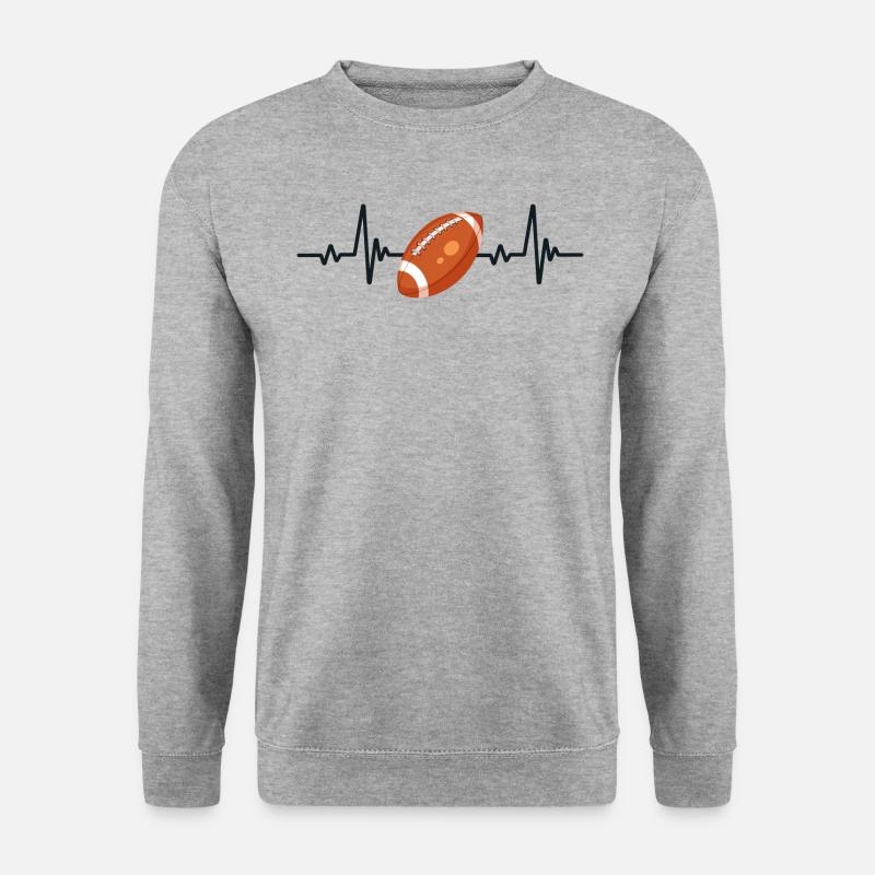 Rugby-Herzschlag - Unisex Pullover - Weißgrau meliert