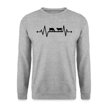 vaches battement de cœur t-shirt vache vaches - Sweat-shirt Unisexe - gris chiné - Devant - Alina (178cm) & Michal (187cm)