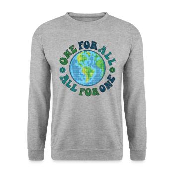 one for all, all for one - retro - Unisex Sweatshirt - salt & pepper - Front - Alina (178cm) & Michal (187cm)