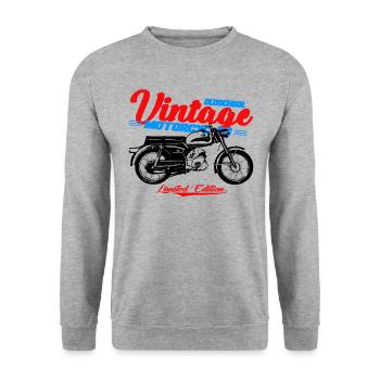 Mofa Mobylette Mokick Vintage - Sweat-shirt Unisexe - gris chiné - Devant - Alina (178cm) & Michal (187cm)