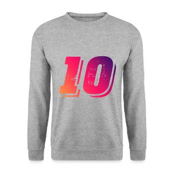 10 Zahl Symbol - Unisex Pullover - Weißgrau meliert - Vorne - Alina (178cm) & Michal (187cm)