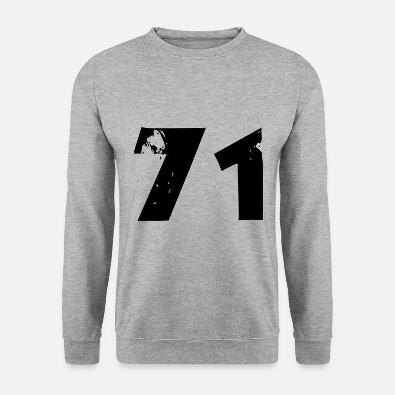 71 Zahl - Unisex Pullover - Weißgrau meliert