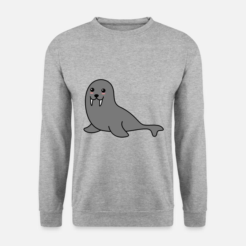 Robbe Tier Comic - Unisex Pullover - Weißgrau meliert