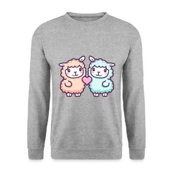 Alpaca Llama Couple In Love Animal Valentine's Day - Unisex Sweatshirt - salt & pepper - Front - Alina (178cm) & Michal (187cm)