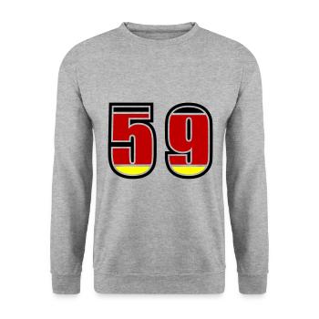 59 Number Germany Jersey - Unisex Sweatshirt - salt & pepper - Front - Alina (178cm) & Michal (187cm)