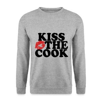 Kiss the cook - kochen - Spruch - Unisex Sweatshirt - salt & pepper - Front - Alina (178cm) & Michal (187cm)