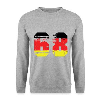 68 Numéro Allemagne Jersey - Sweat-shirt Unisexe - gris chiné - Devant - Alina (178cm) & Michal (187cm)