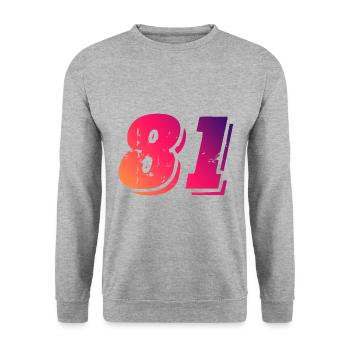 81 number symbol - Unisex Sweatshirt - salt & pepper - Front - Alina (178cm) & Michal (187cm)