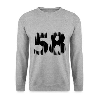 58 Zahl Trikot - Unisex Pullover - Weißgrau meliert - Vorne - Alina (178cm) & Michal (187cm)