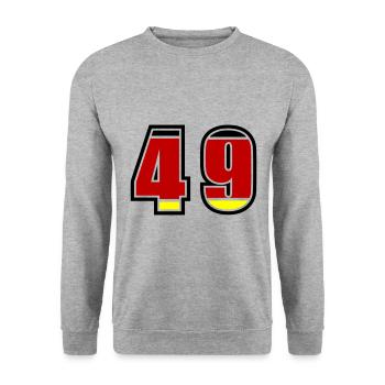 49 Nummer Deutschland Trikot - Unisex Pullover - Weißgrau meliert - Vorne - Alina (178cm) & Michal (187cm)