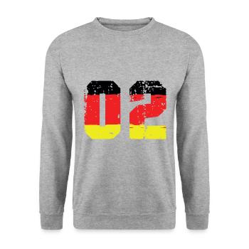 2 Zahl Deutschland Trikot - Unisex Pullover - Weißgrau meliert - Vorne - Alina (178cm) & Michal (187cm)