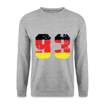 93 Numéro Allemagne Jersey - Sweat-shirt Unisexe - gris chiné - Devant - Alina (178cm) & Michal (187cm)