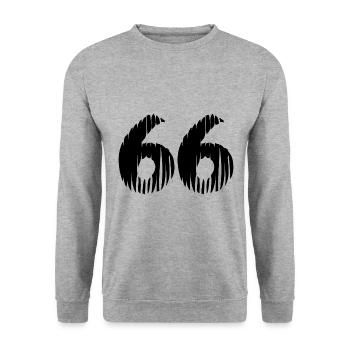 66 Zahl Trikot - Unisex Pullover - Weißgrau meliert - Vorne - Alina (178cm) & Michal (187cm)