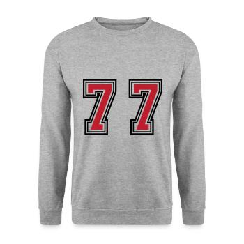 77 Symbole numérique - Sweat-shirt Unisexe - gris chiné - Devant - Alina (178cm) & Michal (187cm)