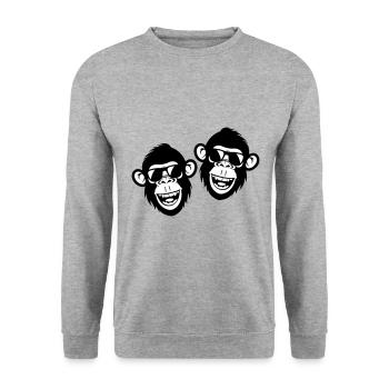 Singe Drôle Cool - Sweat-shirt Unisexe - gris chiné - Devant - Alina (178cm) & Michal (187cm)