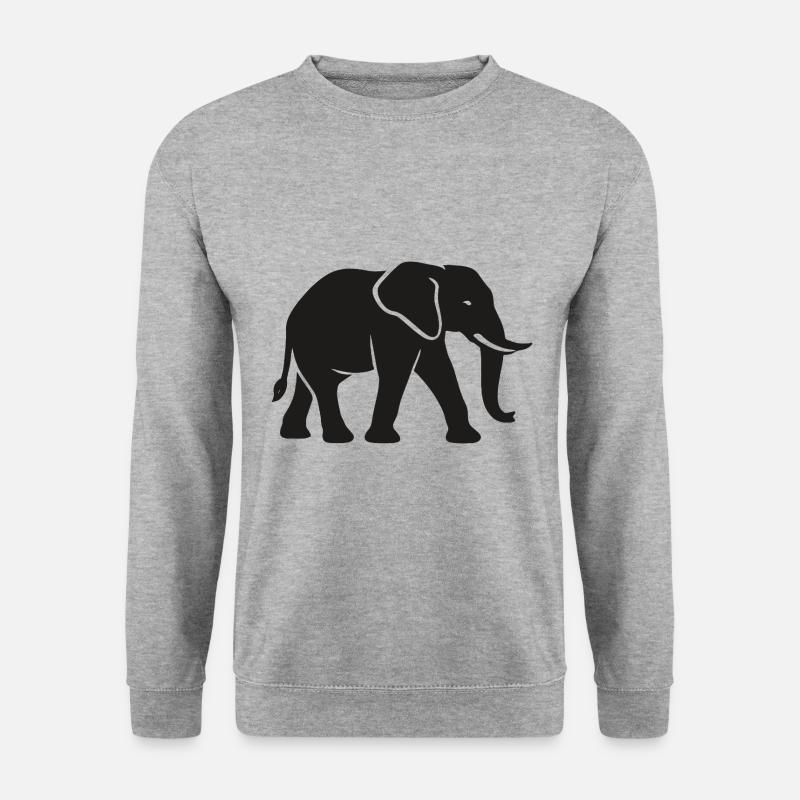 Elefant - Großwild, Stoßzahn, Elfenbein - Unisex Pullover - Weißgrau meliert