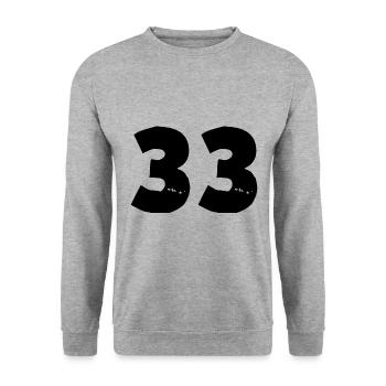 33 number - Unisex Sweatshirt - salt & pepper - Front - Alina (178cm) & Michal (187cm)