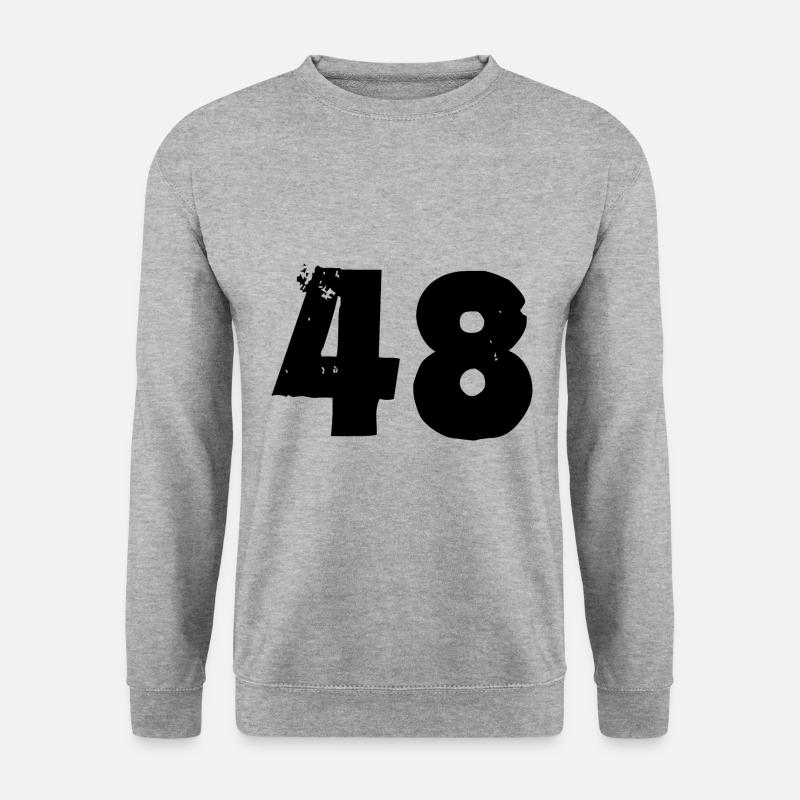 48 Zahl - Unisex Pullover - Weißgrau meliert