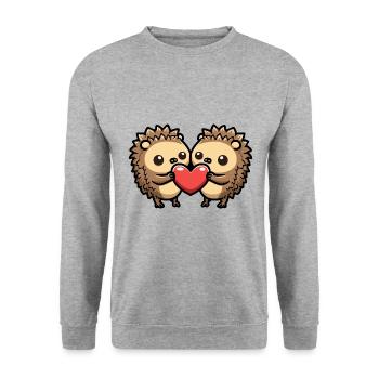 Igel Comic Paar Liebe - Unisex Pullover - Weißgrau meliert - Vorne - Alina (178cm) & Michal (187cm)