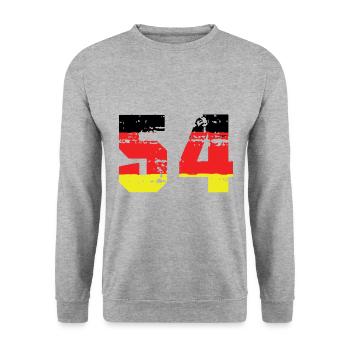 54 Numéro Allemagne Jersey - Sweat-shirt Unisexe - gris chiné - Devant - Alina (178cm) & Michal (187cm)