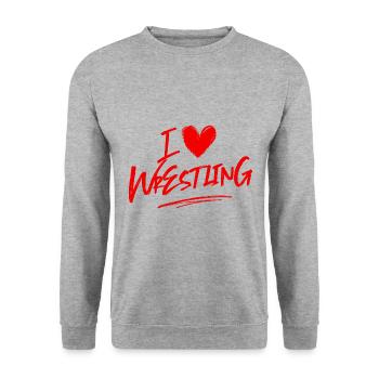 Ich liebe Wrestling - Unisex Pullover - Weißgrau meliert - Vorne - Alina (178cm) & Michal (187cm)